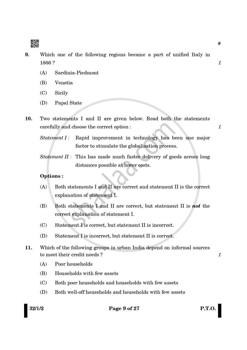 Social Science 2024-2025 Class 10 - CBSE (Central Board of Secondary Education) question paper with PDF download
