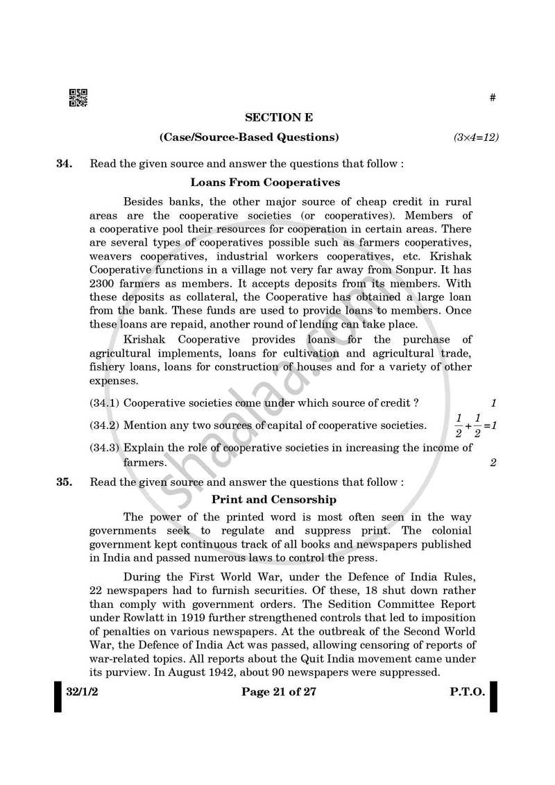 Social Science 2024-2025 Class 10 - CBSE (Central Board of Secondary Education) question paper with PDF download