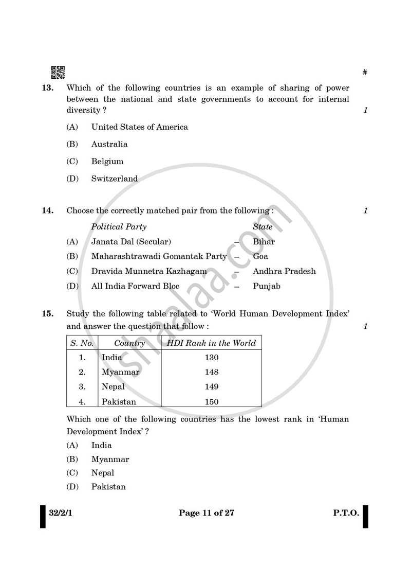 Social Science 2024-2025 Class 10 - CBSE (Central Board of Secondary Education) question paper with PDF download