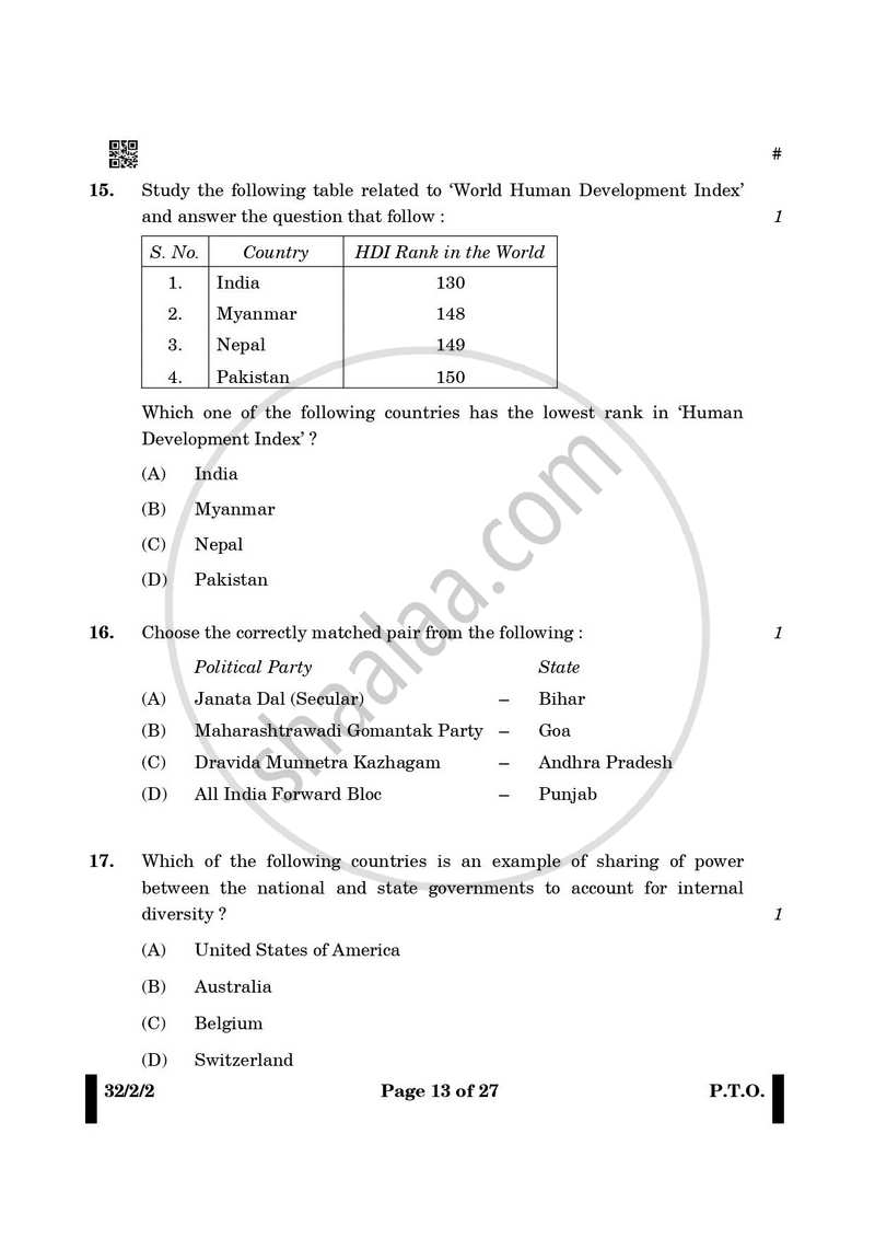 Social Science 2024-2025 Class 10 - CBSE (Central Board of Secondary Education) question paper with PDF download