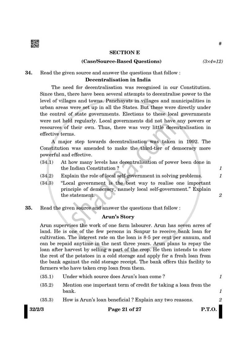 Social Science 2024-2025 Class 10 - CBSE (Central Board of Secondary Education) question paper with PDF download