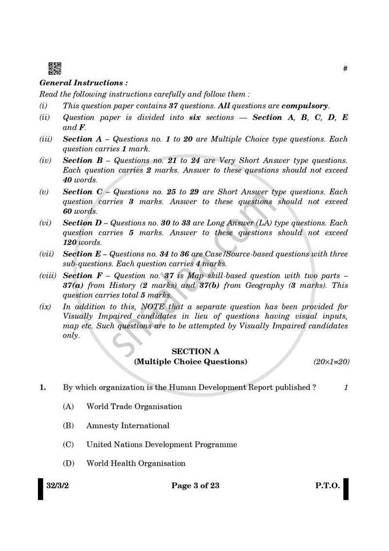 Social Science 2024-2025 Class 10 - CBSE (Central Board of Secondary Education) question paper with PDF download