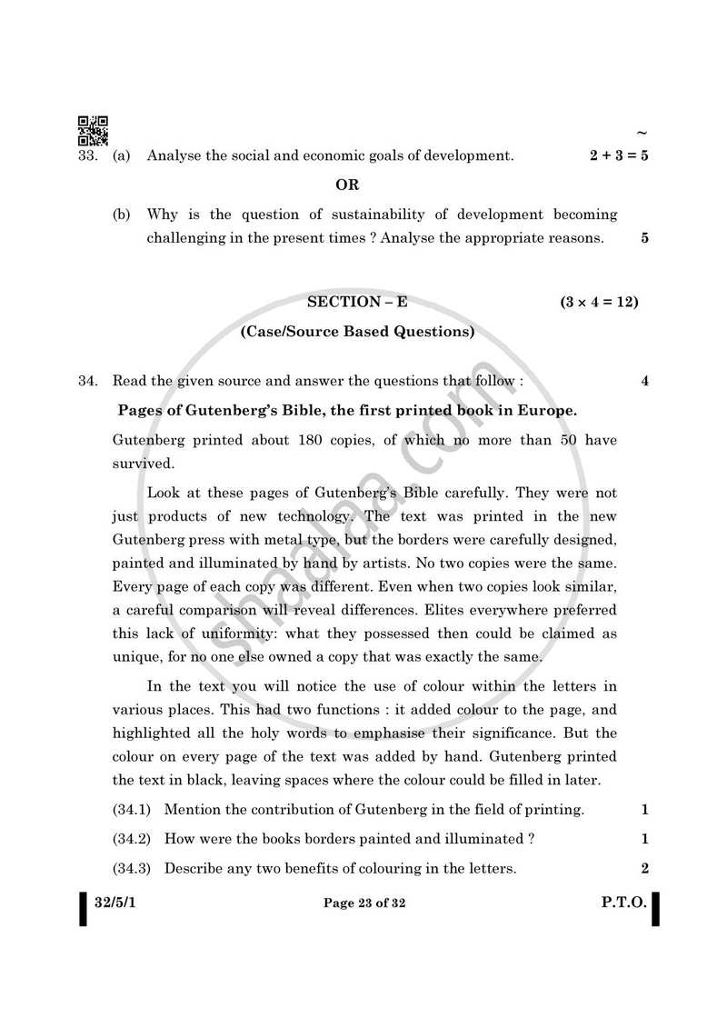 Social Science 2024-2025 Class 10 - CBSE (Central Board of Secondary Education) question paper with PDF download