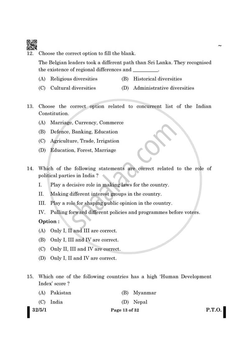 Social Science 2024-2025 Class 10 - CBSE (Central Board of Secondary Education) question paper with PDF download