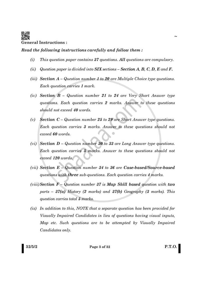 Social Science 2024-2025 Class 10 - CBSE (Central Board of Secondary Education) question paper with PDF download