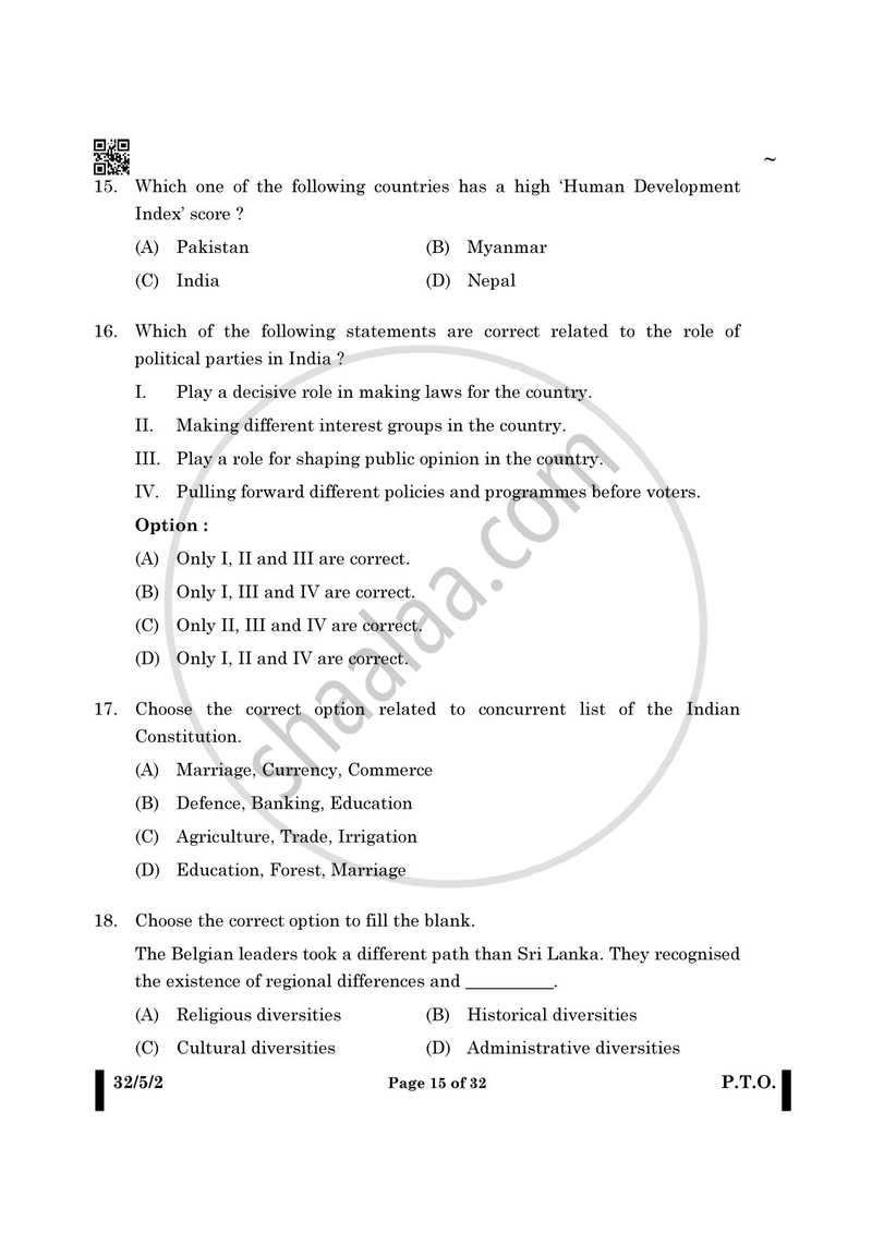 Social Science 2024-2025 Class 10 - CBSE (Central Board of Secondary Education) question paper with PDF download