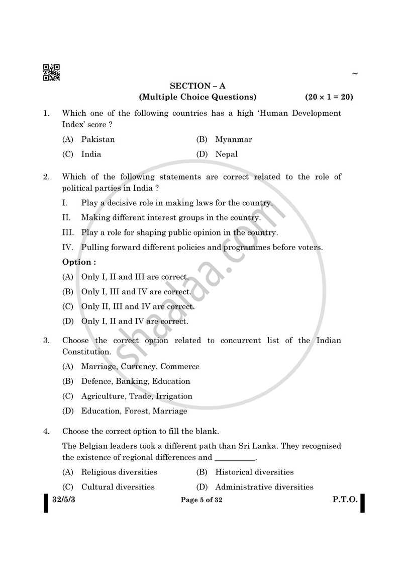 Social Science 2024-2025 Class 10 - CBSE (Central Board of Secondary Education) question paper with PDF download