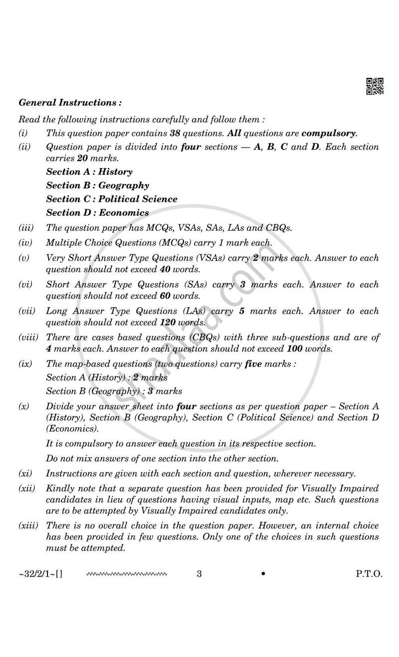 Social Science 2025-2026 Class 10 - CBSE (Central Board of Secondary Education) question paper with PDF download