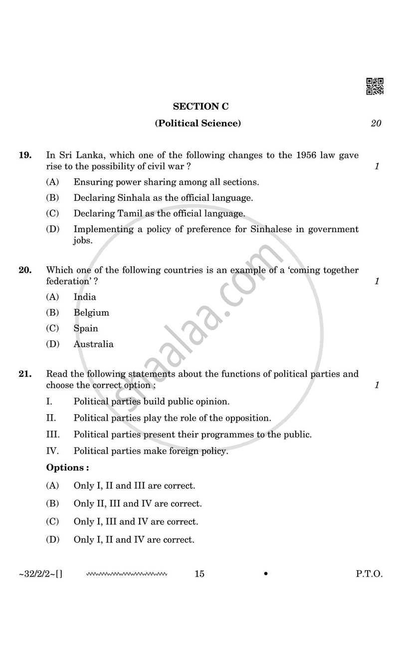 Social Science 2025-2026 Class 10 - CBSE (Central Board of Secondary Education) question paper with PDF download