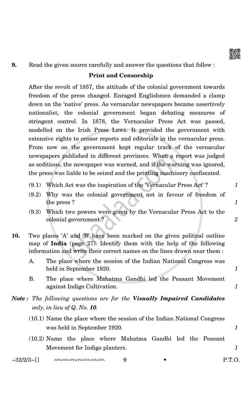Social Science 2025-2026 Class 10 - CBSE (Central Board of Secondary Education) question paper with PDF download