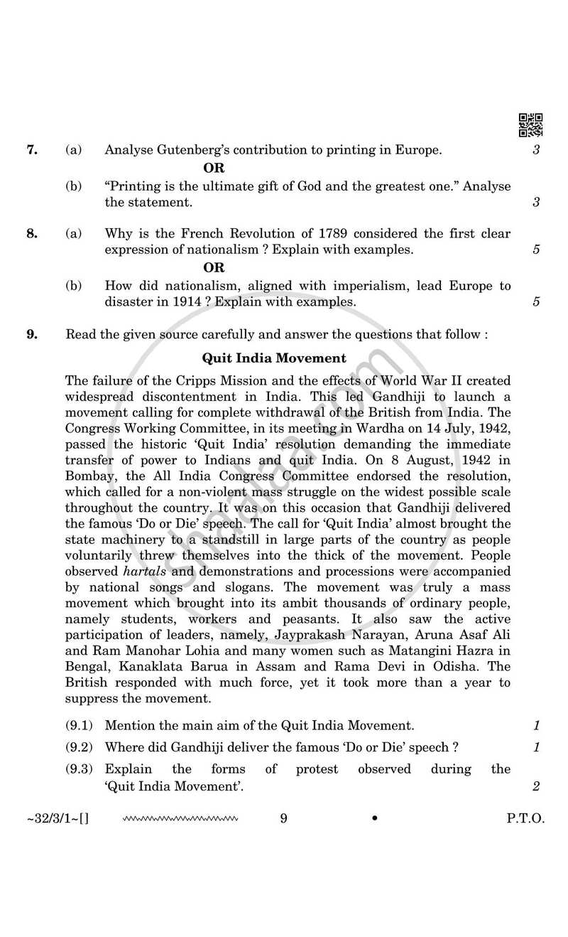 Social Science 2025-2026 Class 10 - CBSE (Central Board of Secondary Education) question paper with PDF download