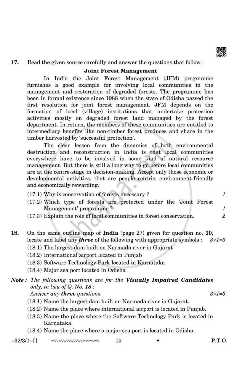 Social Science 2025-2026 Class 10 - CBSE (Central Board of Secondary Education) question paper with PDF download