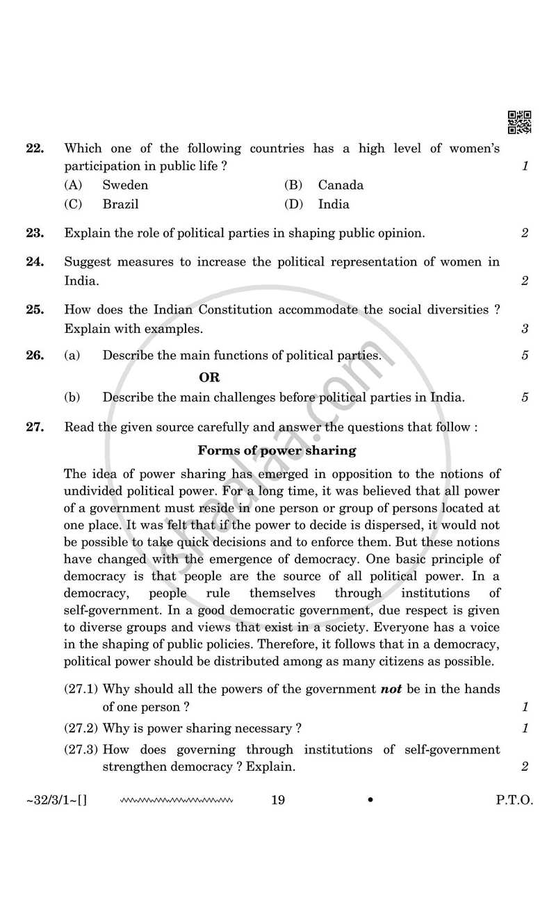 Social Science 2025-2026 Class 10 - CBSE (Central Board of Secondary Education) question paper with PDF download