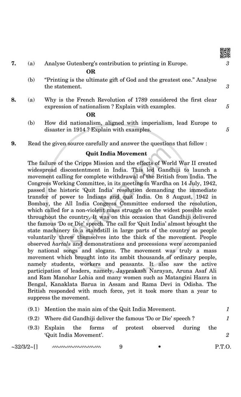 Social Science 2025-2026 Class 10 - CBSE (Central Board of Secondary Education) question paper with PDF download