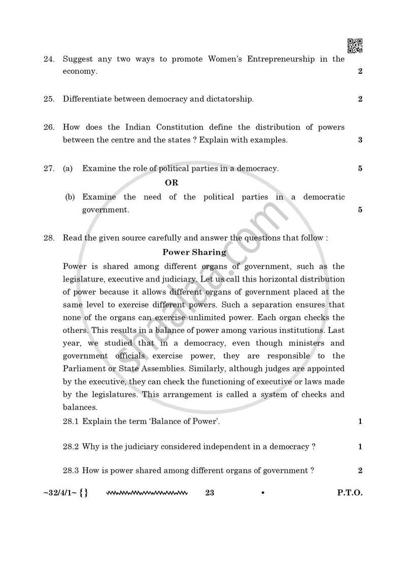 Social Science 2025-2026 Class 10 - CBSE (Central Board of Secondary Education) question paper with PDF download