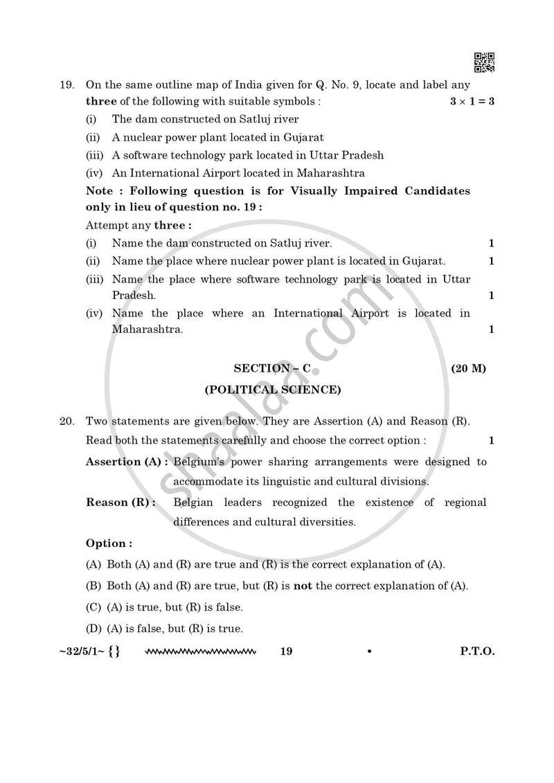 Social Science 2025-2026 Class 10 - CBSE (Central Board of Secondary Education) question paper with PDF download