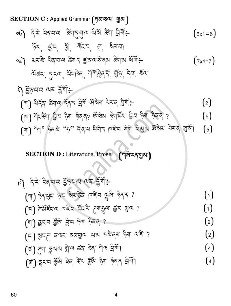 Tamang 2016-2017 Class 10 - CBSE (Central Board of Secondary Education) question paper with PDF download