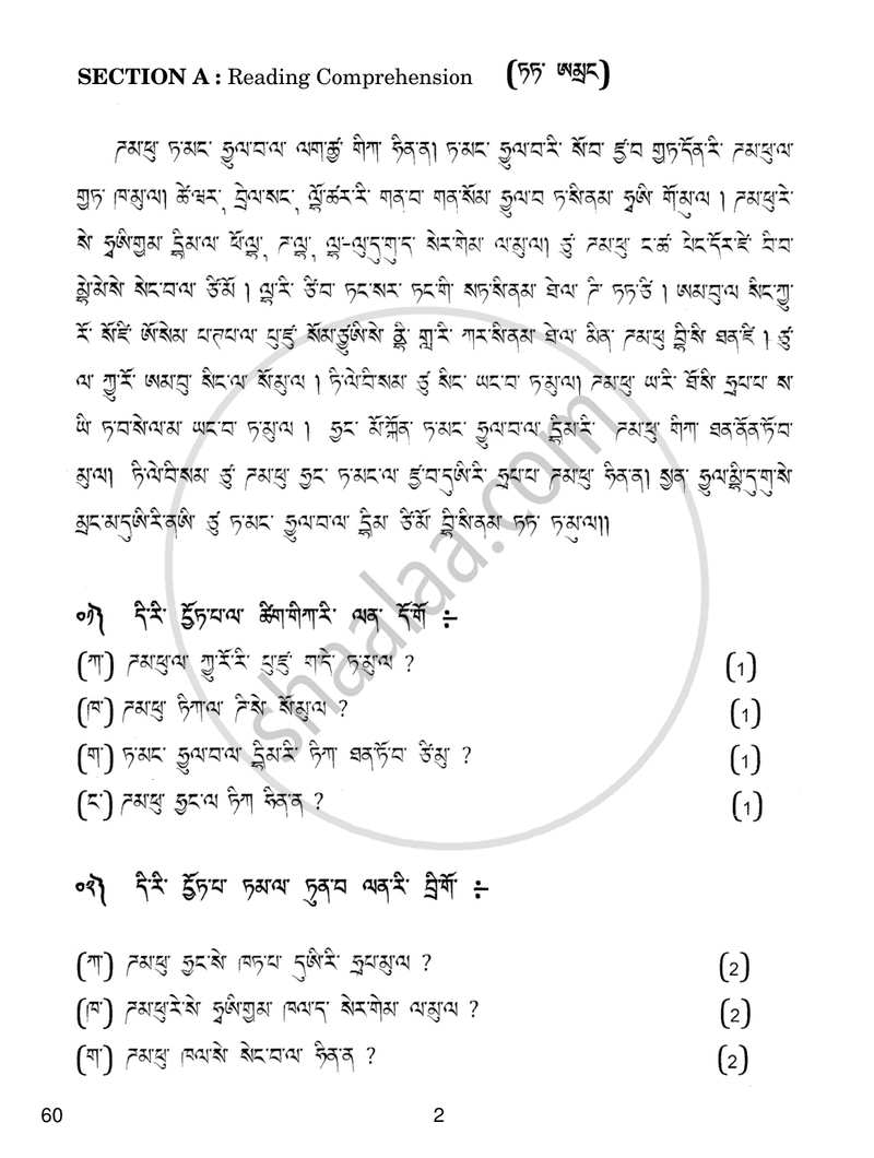 Tamang 2016-2017 Class 10 - CBSE (Central Board of Secondary Education) question paper with PDF download