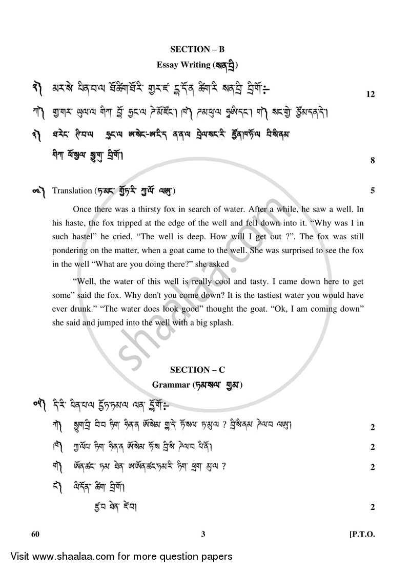 Tamang 2017-2018 Class 10 - CBSE (Central Board of Secondary Education) question paper with PDF download