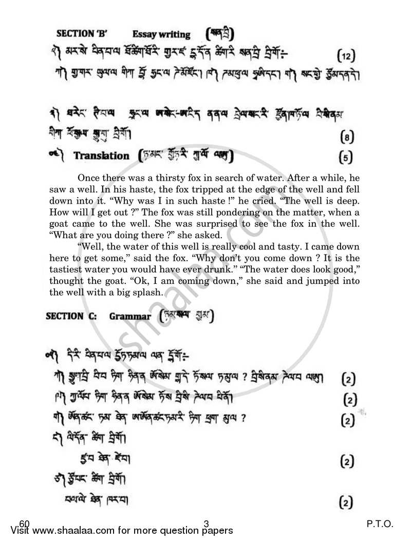 Tamang 2018-2019 Class 10 - CBSE (Central Board of Secondary Education) question paper with PDF download