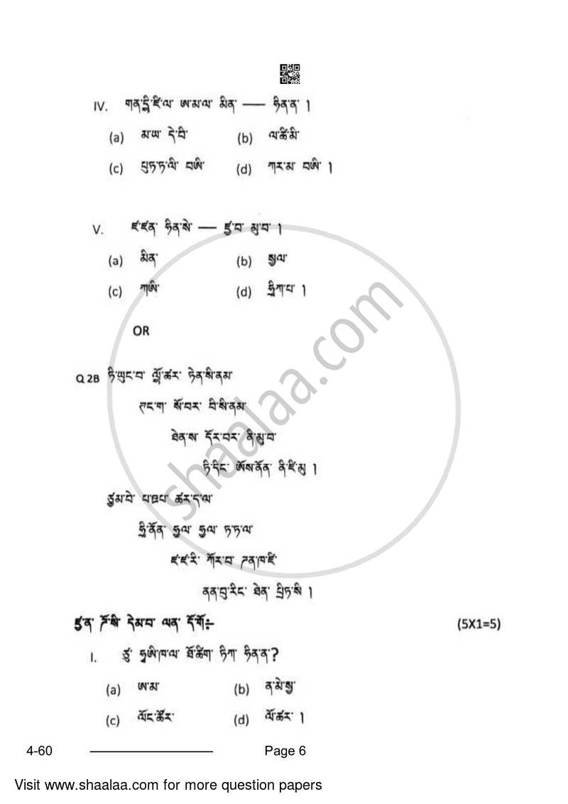 Tamang 2023-2024 Class 10 - CBSE (Central Board of Secondary Education) question paper with PDF download