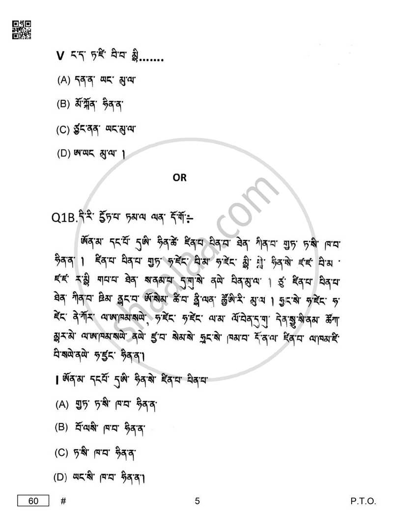 Tamang 2024-2025 Class 10 - CBSE (Central Board of Secondary Education) question paper with PDF download