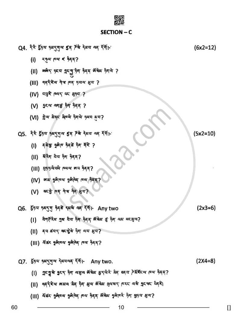 Tamang 2025-2026 Class 10 - CBSE (Central Board of Secondary Education) question paper with PDF download