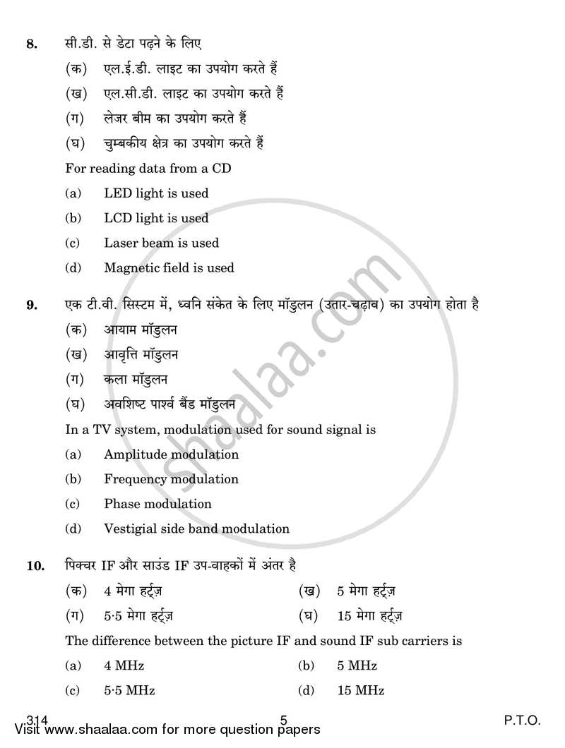 Trouble Shooting and Maintenance of Electronic Equipments 2018-2019 Class 12 - CBSE (Central Board of Secondary Education) question paper with PDF download