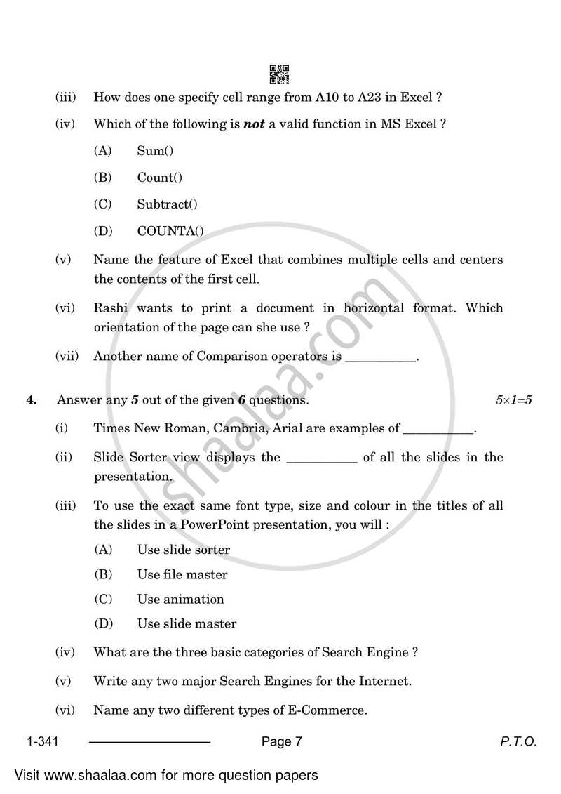 Typography and Computer Applications (Hindi) 2023-2024 Class 12 - CBSE (Central Board of Secondary Education) question paper with PDF download