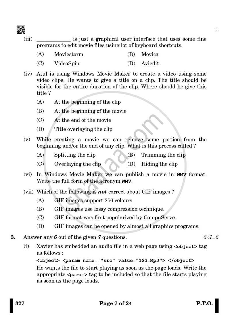 Web Applications 2024-2025 Class 12 - CBSE (Central Board of Secondary Education) question paper with PDF download