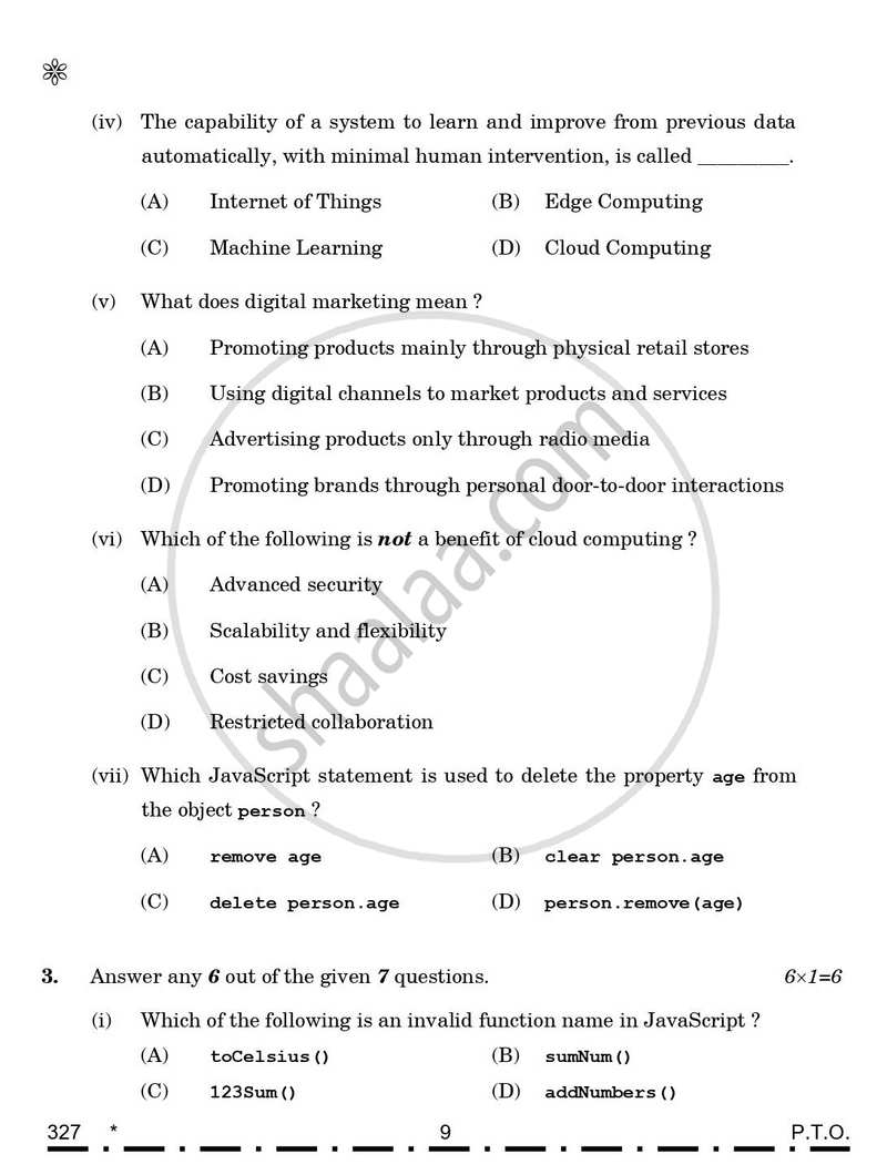 Web Applications 2025-2026 Class 12 - CBSE (Central Board of Secondary Education) question paper with PDF download