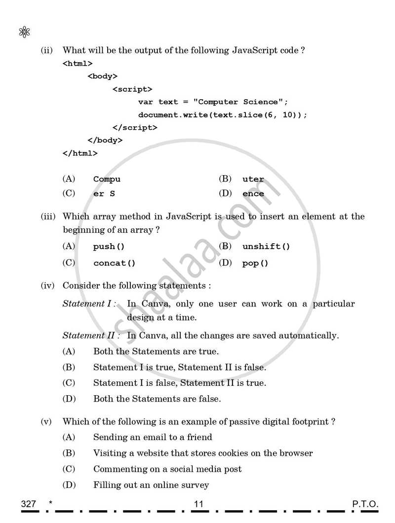Web Applications 2025-2026 Class 12 - CBSE (Central Board of Secondary Education) question paper with PDF download