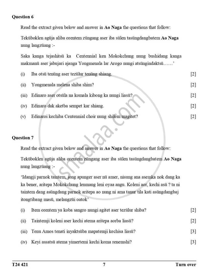 Ao-naga 2023-2024 ICSE Class 10 - CISCE (Council for the Indian School Certificate Examinations) question paper with PDF download
