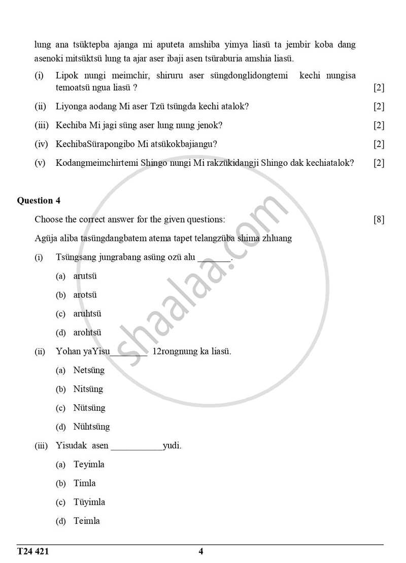 Ao-naga 2023-2024 ICSE Class 10 - CISCE (Council for the Indian School Certificate Examinations) question paper with PDF download