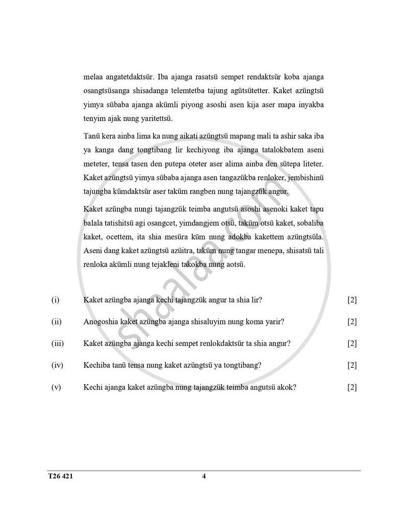 Ao-naga 2025-2026 ICSE Class 10 - CISCE (Council for the Indian School Certificate Examinations) question paper with PDF download