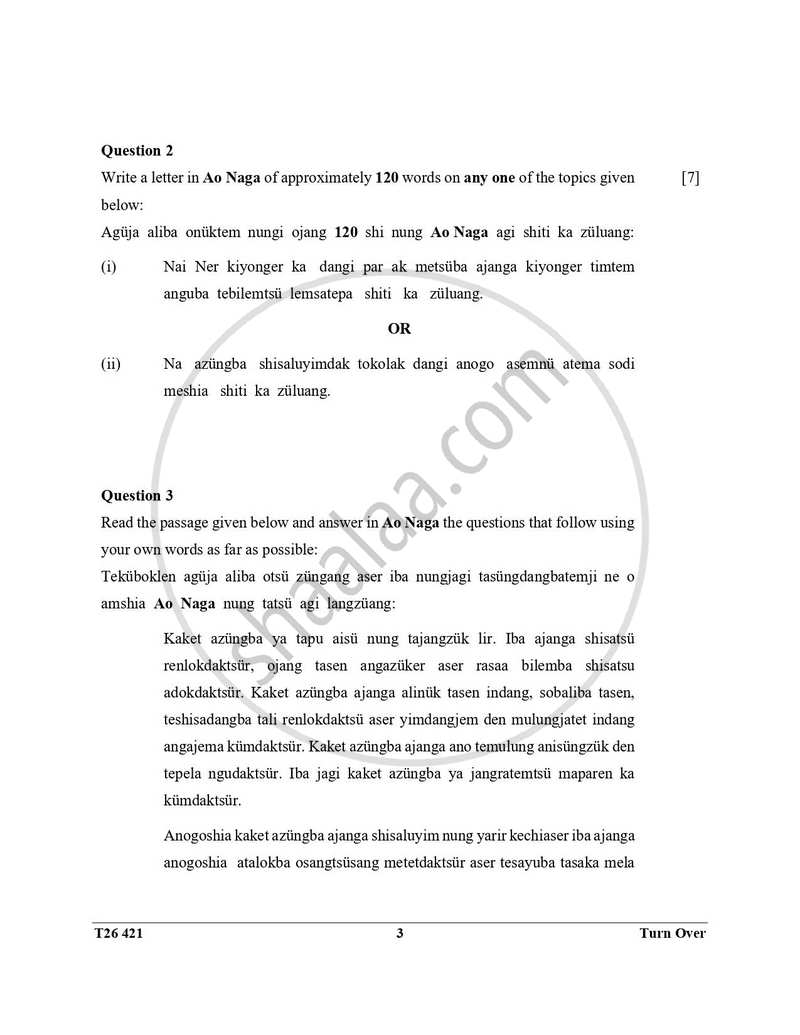 Ao-naga 2025-2026 ICSE Class 10 - CISCE (Council for the Indian School Certificate Examinations) question paper with PDF download