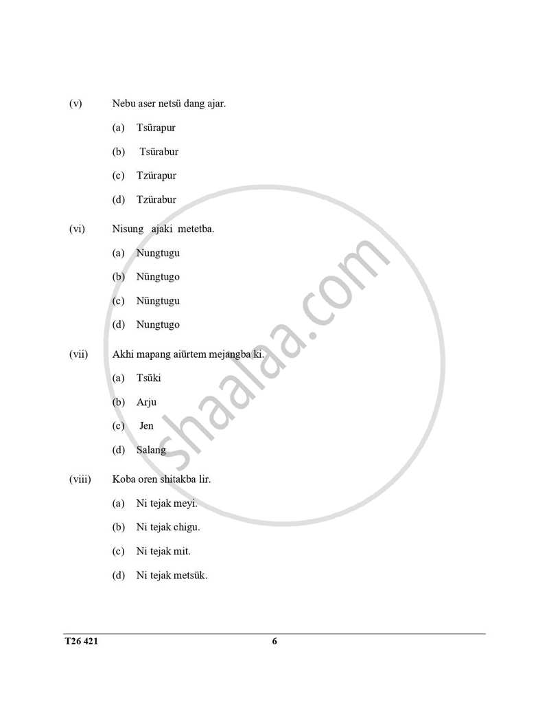 Ao-naga 2025-2026 ICSE Class 10 - CISCE (Council for the Indian School Certificate Examinations) question paper with PDF download