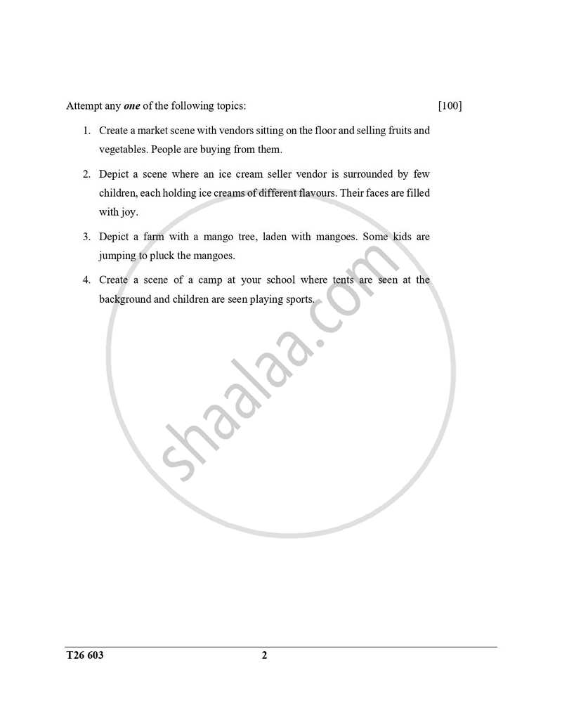 Art Paper 3 - Original Imaginative Composition in Colour 2025-2026 ICSE Class 10 - CISCE (Council for the Indian School Certificate Examinations) question paper with PDF download