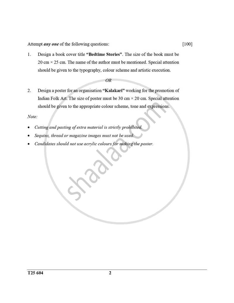Art Paper 4 - Applied Art 2024-2025 ICSE Class 10  - CISCE (Council for the Indian School Certificate Examinations) question paper with PDF download