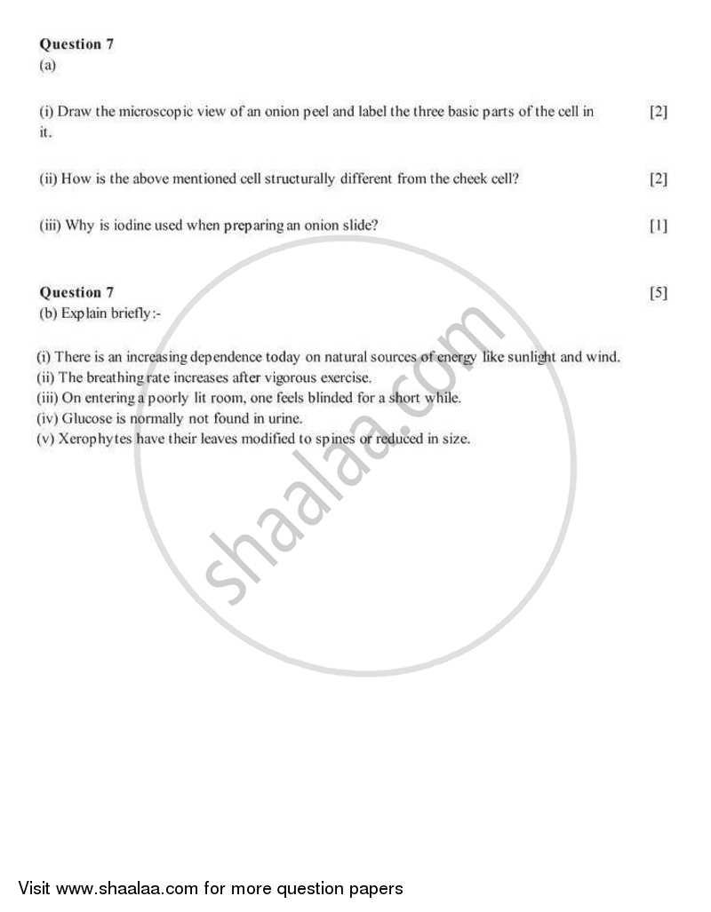 Biology 2005-2006 ICSE Class 10  - CISCE (Council for the Indian School Certificate Examinations) question paper with PDF download