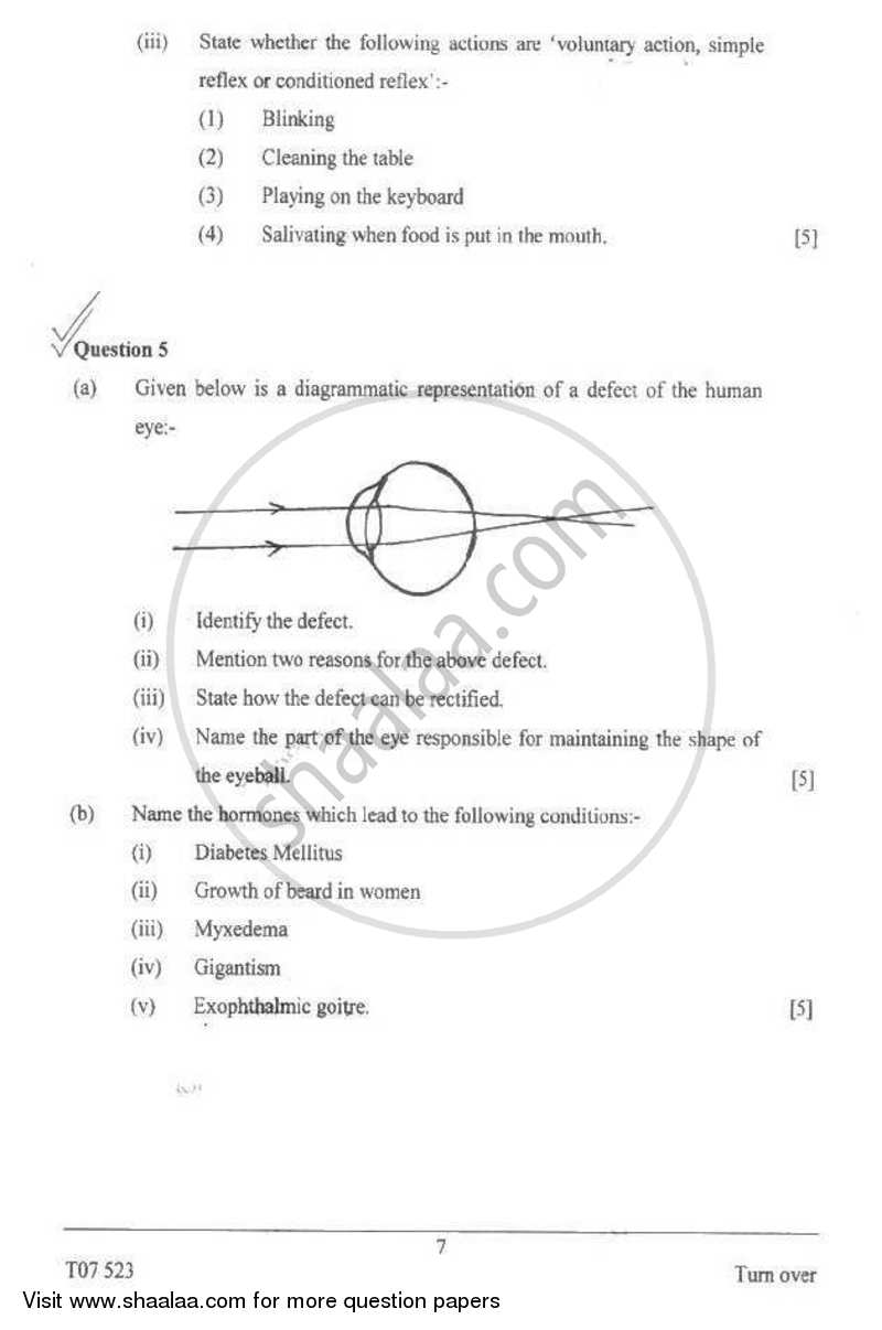 Biology 2006-2007 ICSE Class 10  - CISCE (Council for the Indian School Certificate Examinations) question paper with PDF download