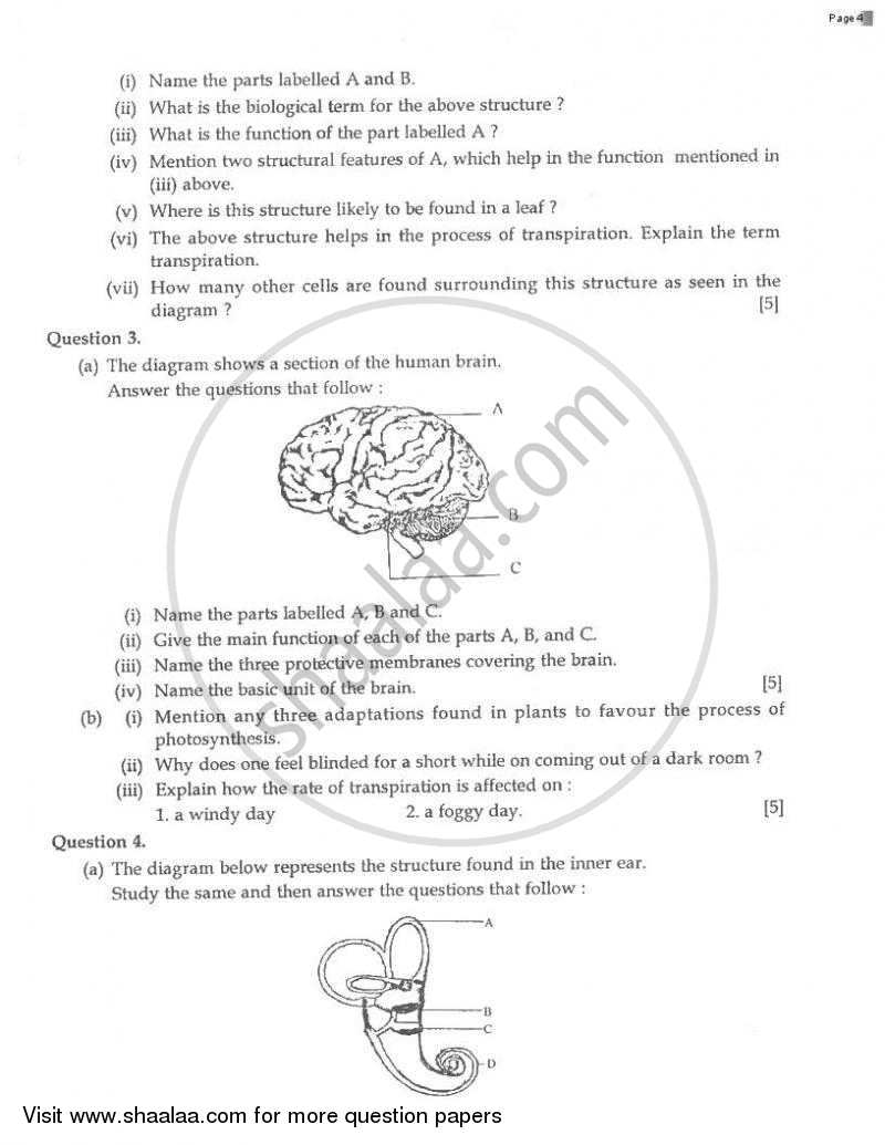 Biology 2008-2009 ICSE Class 10  - CISCE (Council for the Indian School Certificate Examinations) question paper with PDF download