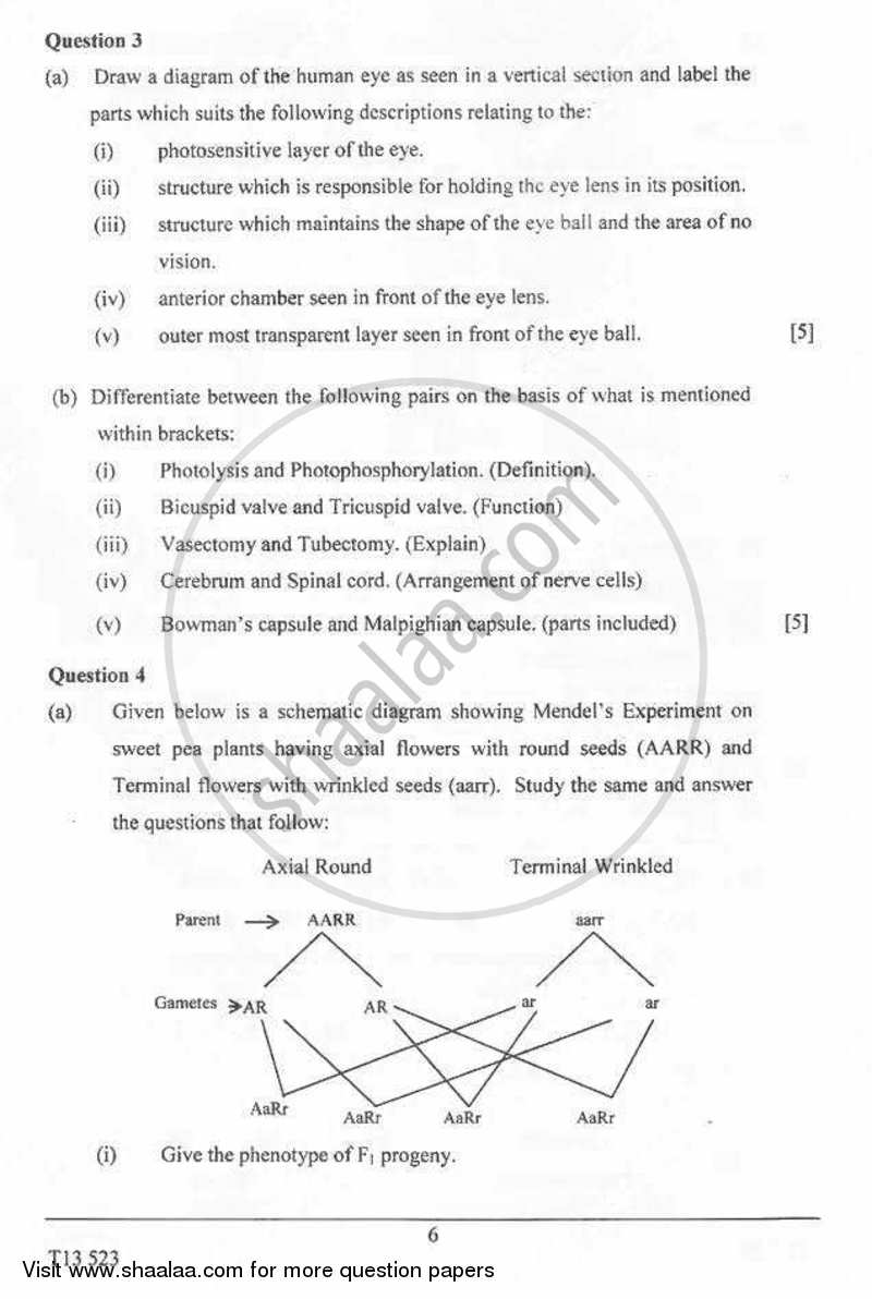 Biology 2012-2013 ICSE Class 10  - CISCE (Council for the Indian School Certificate Examinations) question paper with PDF download