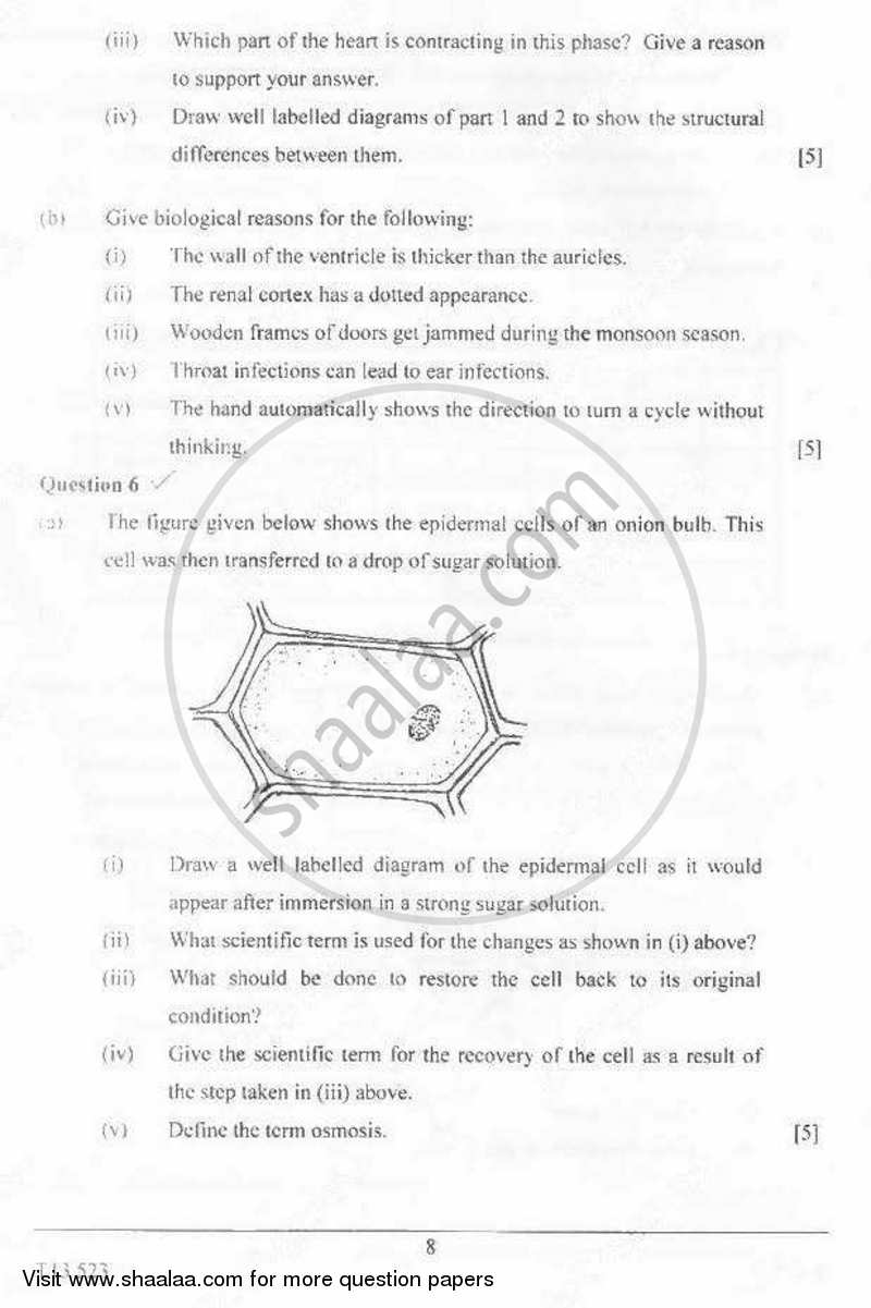 Biology 2012-2013 ICSE Class 10  - CISCE (Council for the Indian School Certificate Examinations) question paper with PDF download