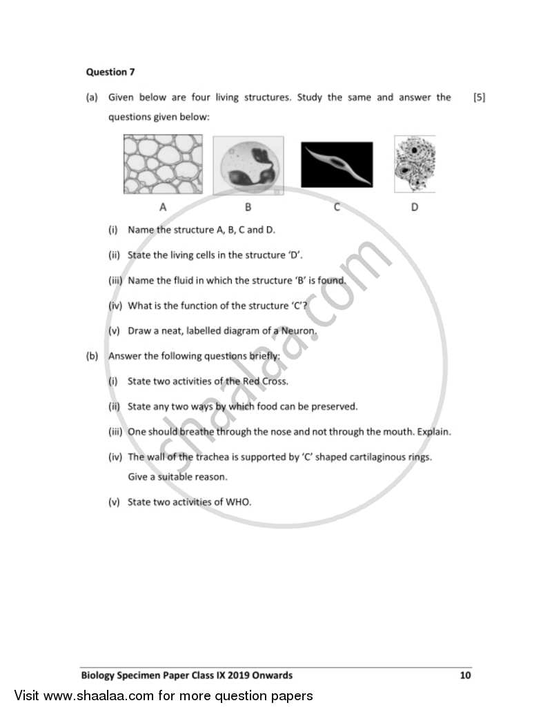 Biology 2018-2019 ICSE Class 9 - CISCE (Council for the Indian School Certificate Examinations) question paper with PDF download