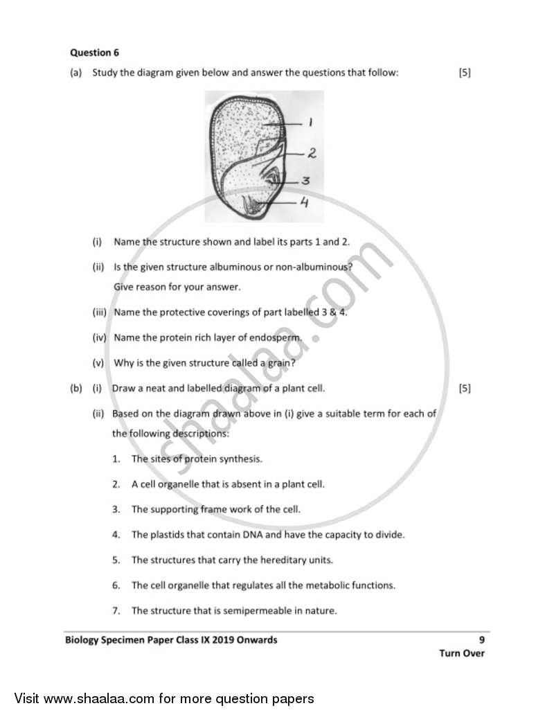 Biology 2018-2019 ICSE Class 9 - CISCE (Council for the Indian School Certificate Examinations) question paper with PDF download