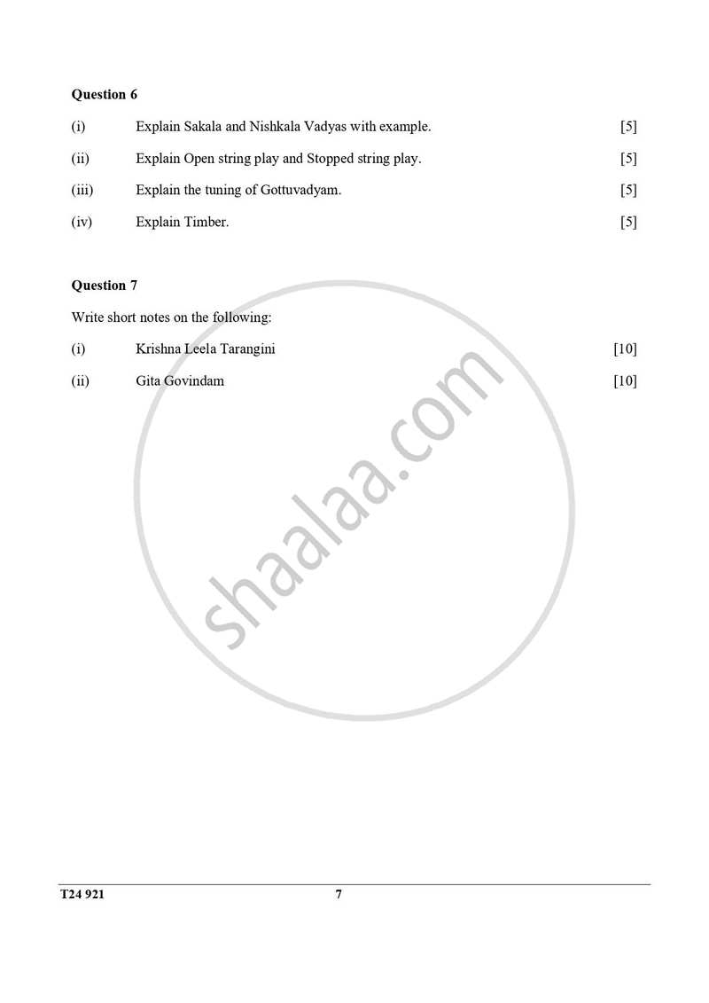 Carnatic Music 2023-2024 ICSE Class 10 - CISCE (Council for the Indian School Certificate Examinations) question paper with PDF download