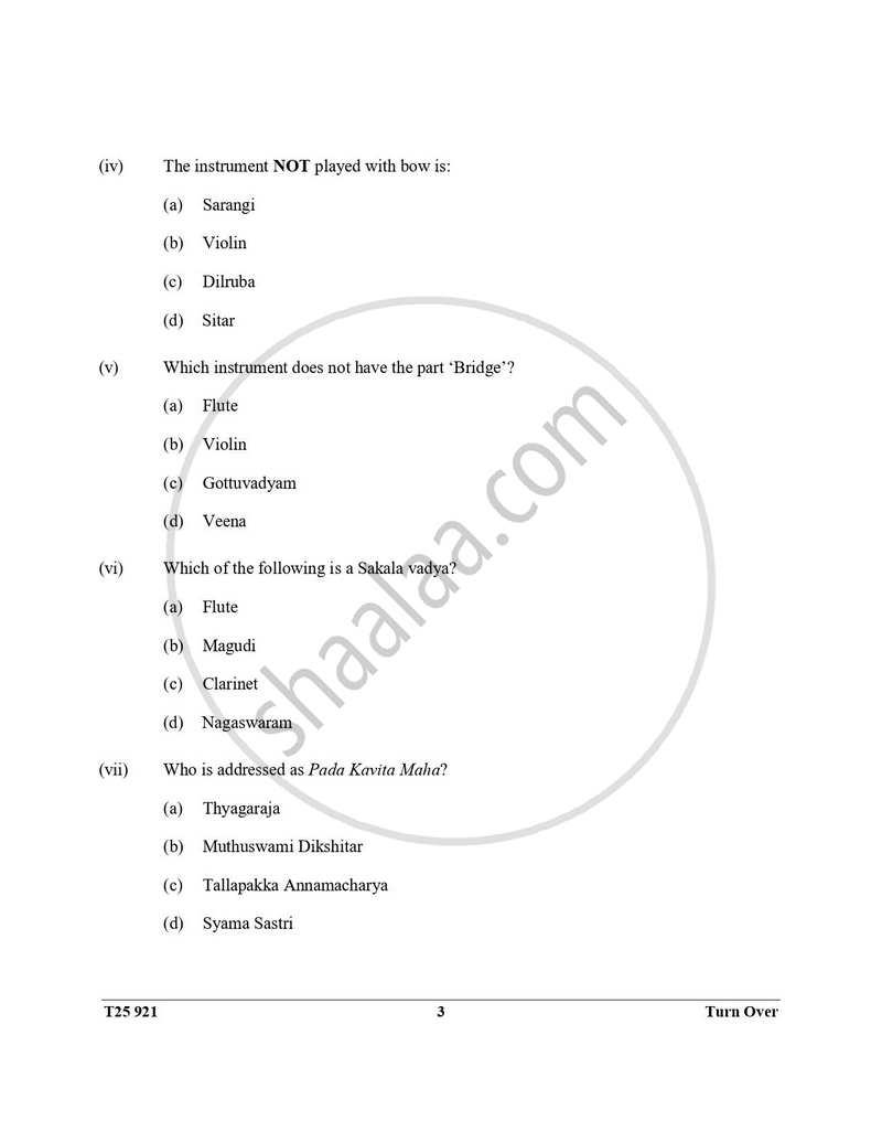Carnatic Music 2024-2025 ICSE Class 10 - CISCE (Council for the Indian School Certificate Examinations) question paper with PDF download
