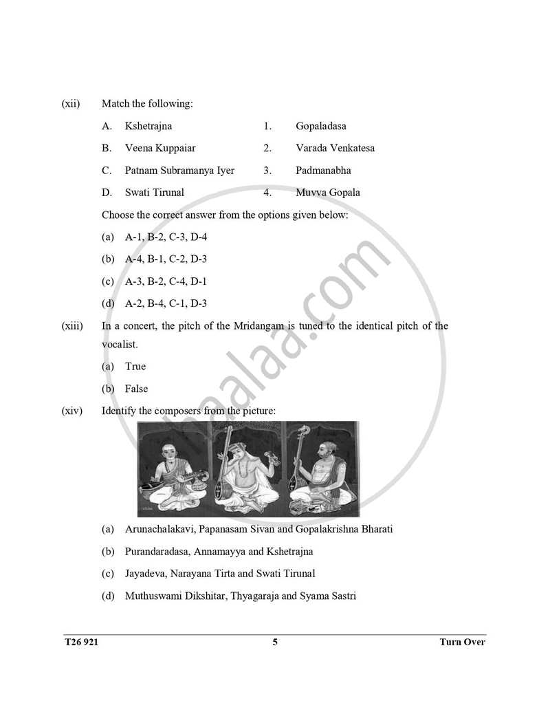 Carnatic Music 2025-2026 ICSE Class 10 - CISCE (Council for the Indian School Certificate Examinations) question paper with PDF download
