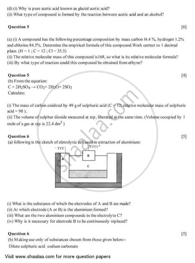 Chemistry 2007-2008 ICSE Class 10  - CISCE (Council for the Indian School Certificate Examinations) question paper with PDF download